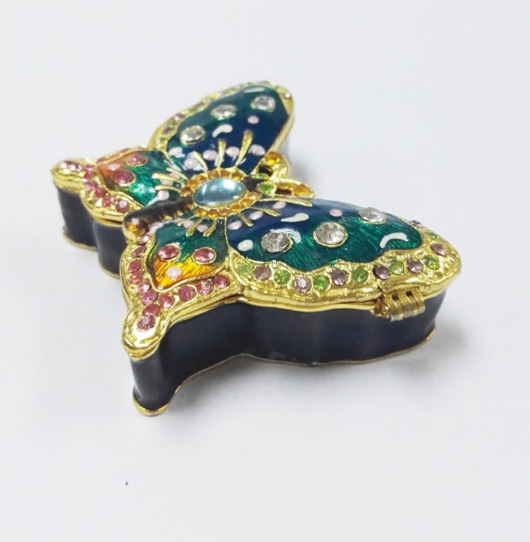 Design Cute Love Butterfly Round Metal Small Jewelry Boxes