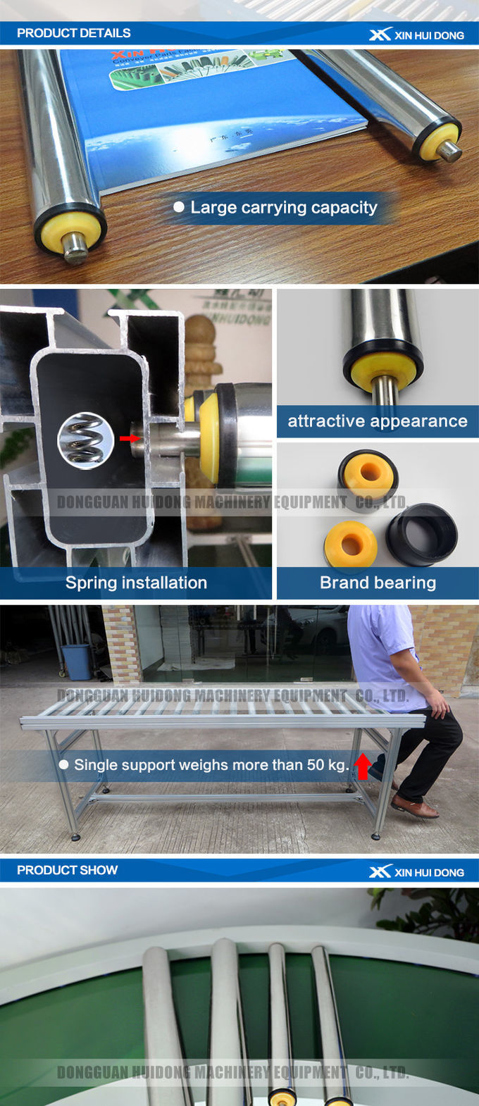 Stainless Steel Powered Lineshaft Roller Conveyor High Efficiency For Transportation