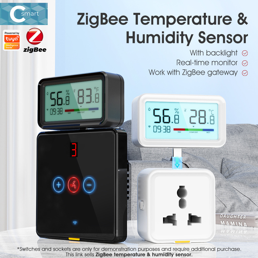 Tuya ZigBee Wireless Hygrometer and Thermometer Sensor – Remote Monitoring, App Control, Alexa & Google Home Compatible