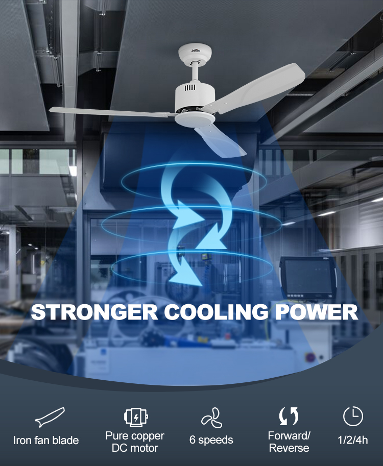 Modern Style 50 Inches Iron Blades Metal Ceiling Fan with Remote Control from 1stshine