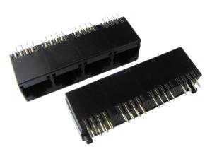 China 1x4 Vertical RJ45 Jack Ganged Top Entry 180 Degree 1 - 1.5A 6u&quot; Gold Plating wholesale