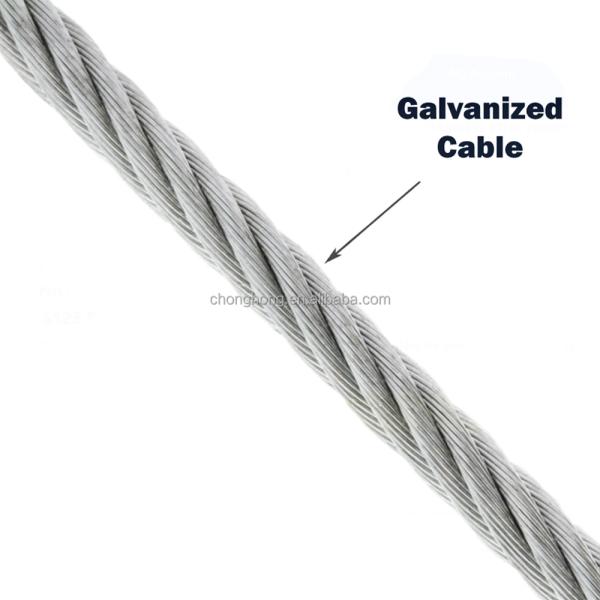 Carbon Steel Grade 3/8" X 250' 7x19 Galvanized Cable Reel Hot Dip Galvanized Wire Rope For Heavy Duty Applications
