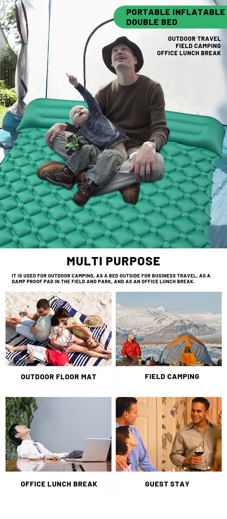 Air Sleeping Mat Foldable Sleeping Bed Inflatable Sleeping Mat Self Inflating
