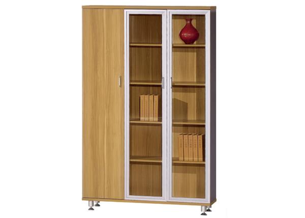 2.0m Height Wooden Office File Cabinets Two Glass Door Design Closing Quietly
