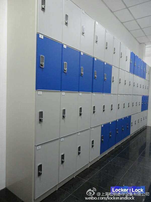 4 Tier Gray Blue / Yellow Door Small School Lockers Lightweight With E - Lock