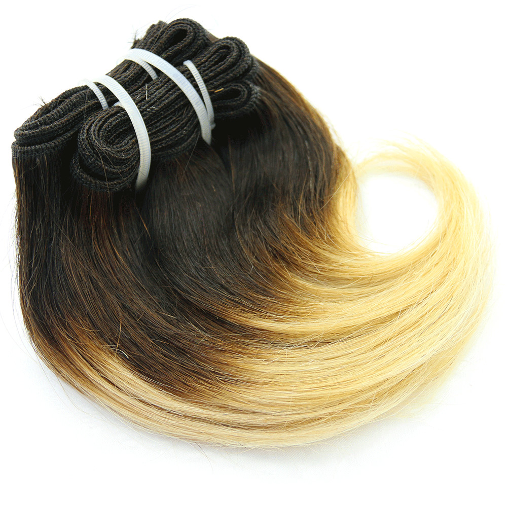 8A Grade 8 Inches Ombre Color Snail Curl Brazilian Human Hair Sew In Weave