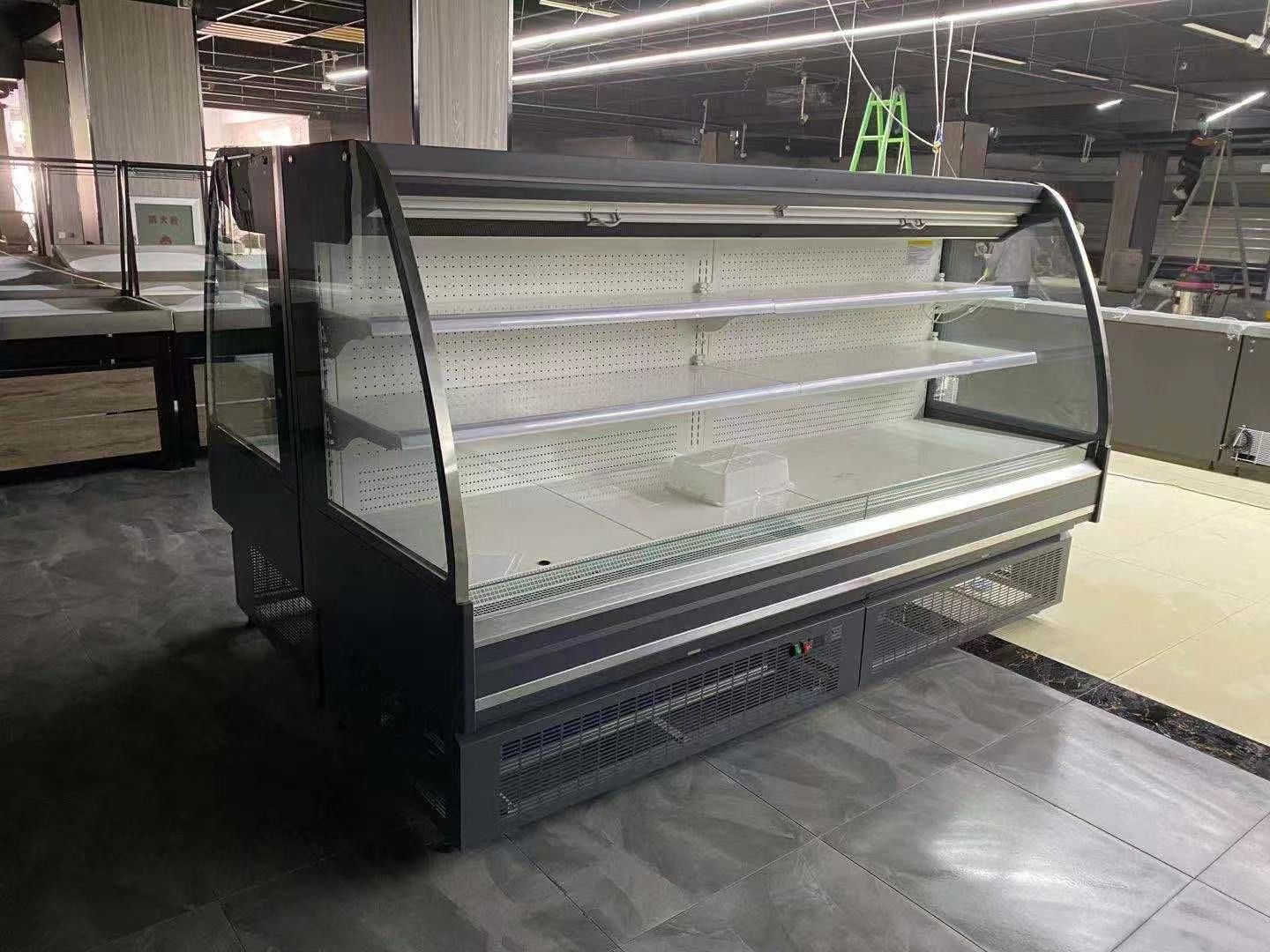Air Curtain Food Display Cooler 850L Hypermarket Refrigerated Cabinet Case
