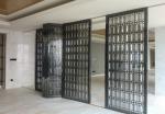 Carved screens champagne stainless steel restaurant laser hollow wall panel