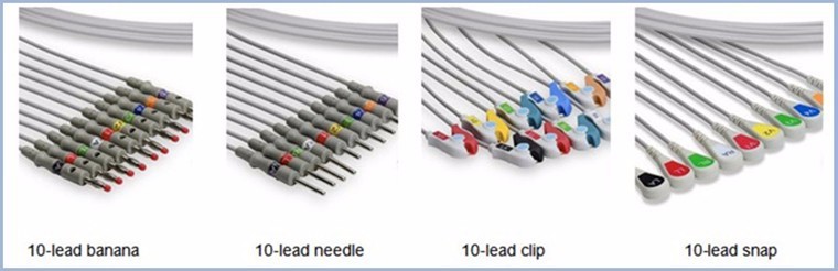 Gray Color EKG Cable 10 Leads Banana 4.0mm AHA For Eclipse Elite Series