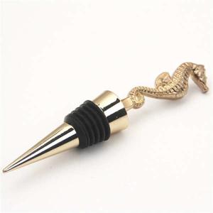 China Great Promotion Gift Wine Accessories Brand Promotion Gift Gold Metal Hippocampus Wine Bottle Stopper Wedding Favor wholesale