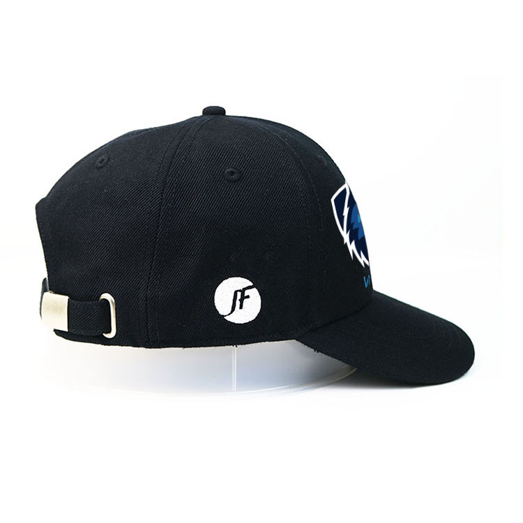 Custom design your own brand ACE inner tape printing black 6panel baseball caps hats