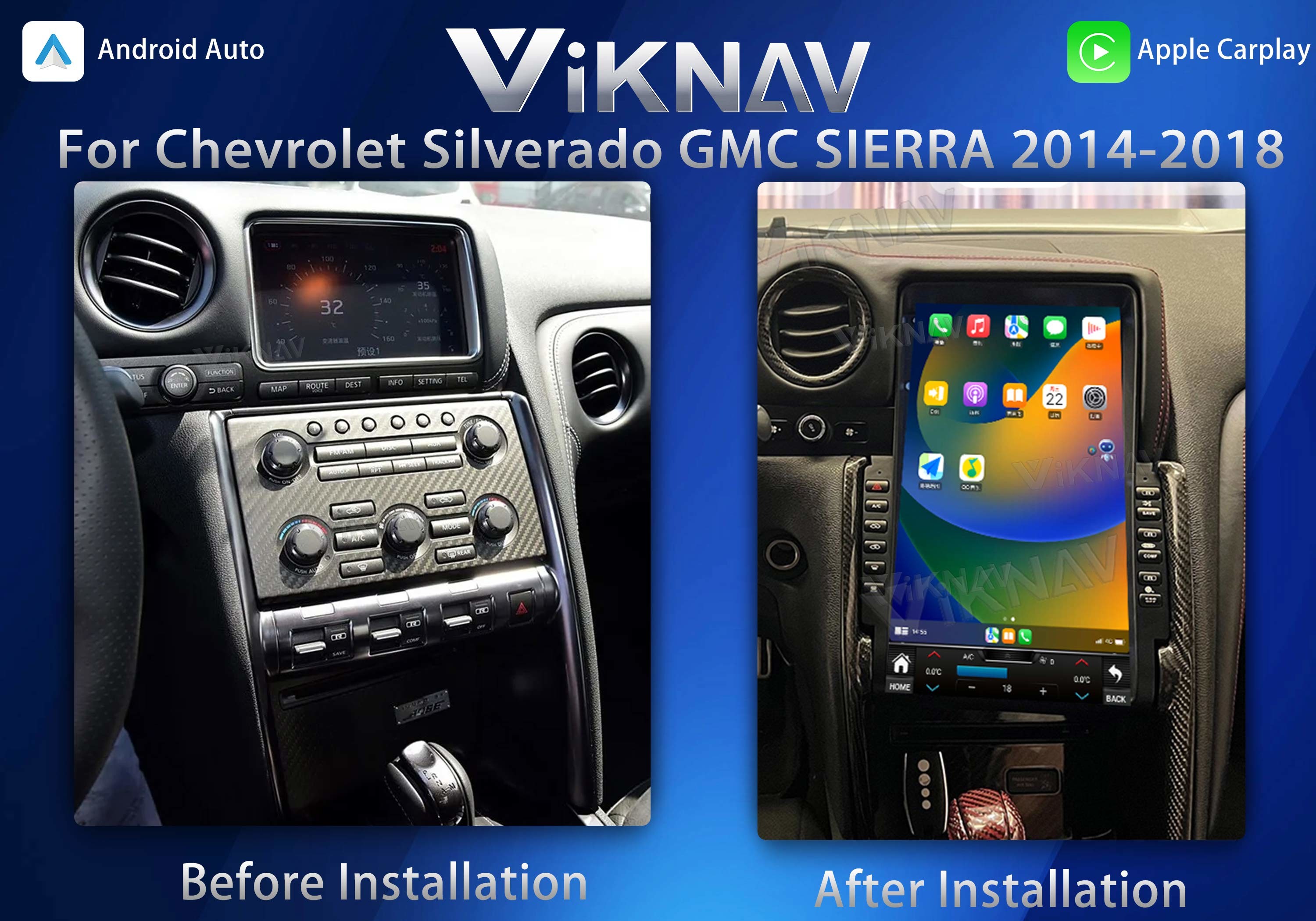 VIKNAV 13.6" Car Radio For Nissan Skyline GTR 2008- 2017 HD Touch Screen Android Head Unit