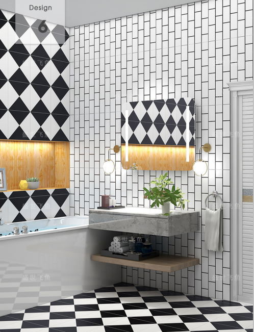 White And Black Showroom 300*300mm Matt Porcelain Tile Wear Resantant