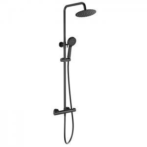 China Wall Mounted Exposed Valve Showers Matt Black Dual Control Exposed Mixer Shower wholesale