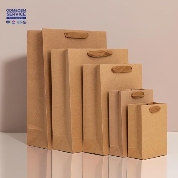 Hot Sale Manufacturers Recyclable Kraft Paper Handle Bag square Bottom Shopping Gift Bag Packaging Paper Bags with Handles