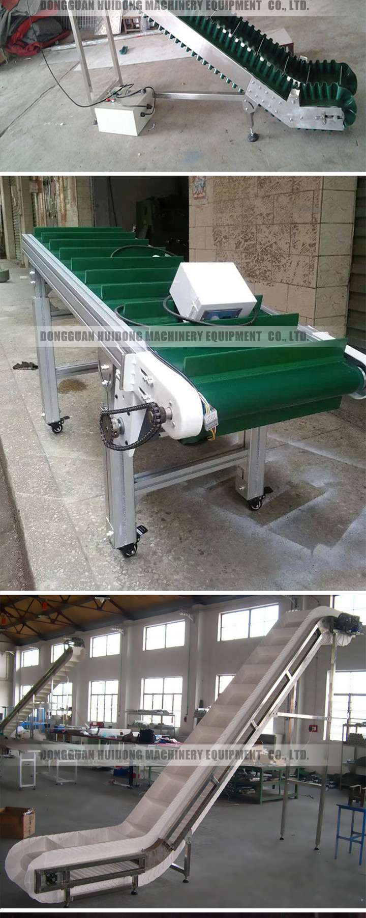 PU Skirt Flat Belt Conveyor Customized Size For Food Industry 1 Year Warranty