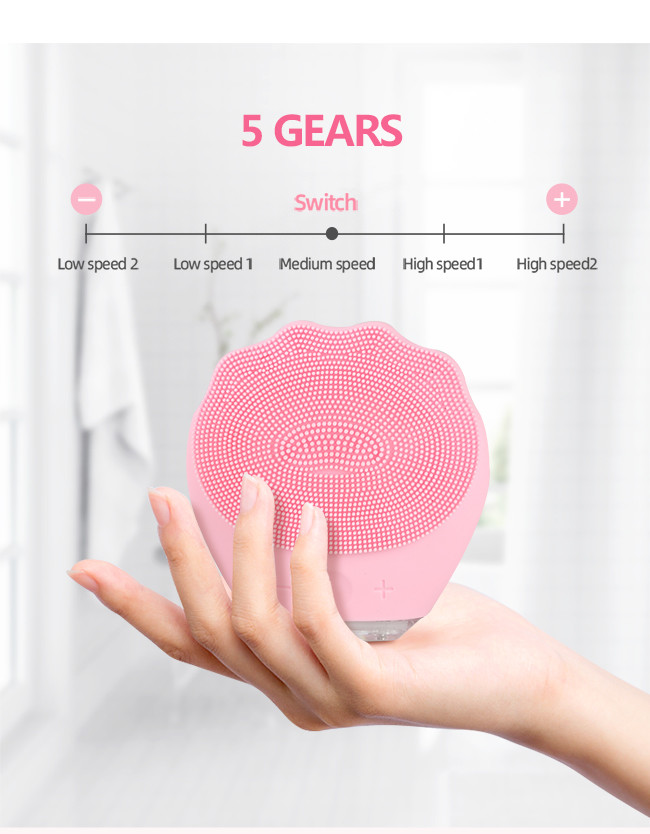 Waterproof Rechargeable 700 RPM 70g Silicone Facial Cleansing Brush