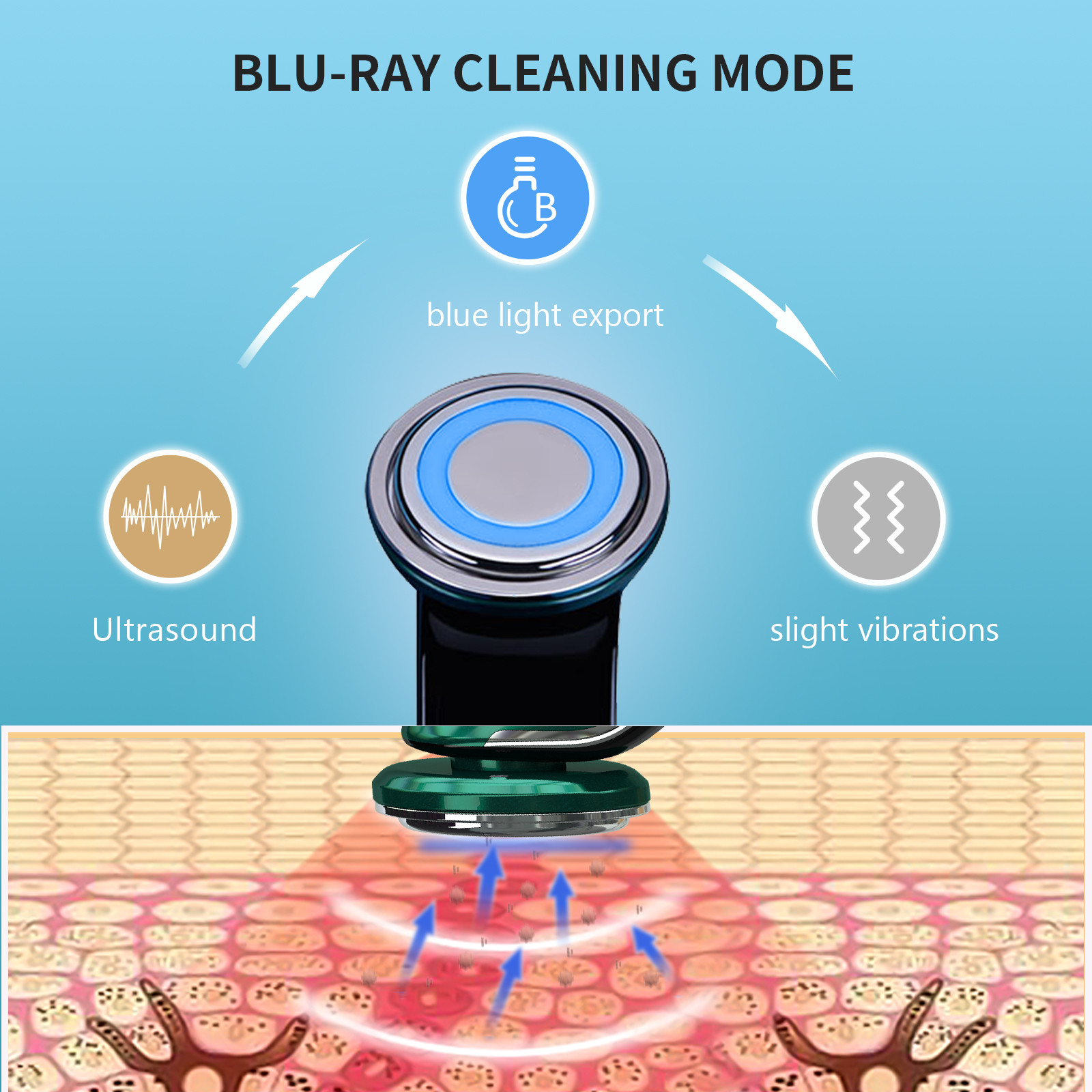 118g SS316 Red And Blue Led Ultrasonic Facial Therapy Device
