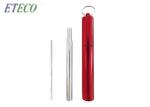 Collapsible Telescopic Stainless Steel Straws Metal Capsule Shell Silicone Tips