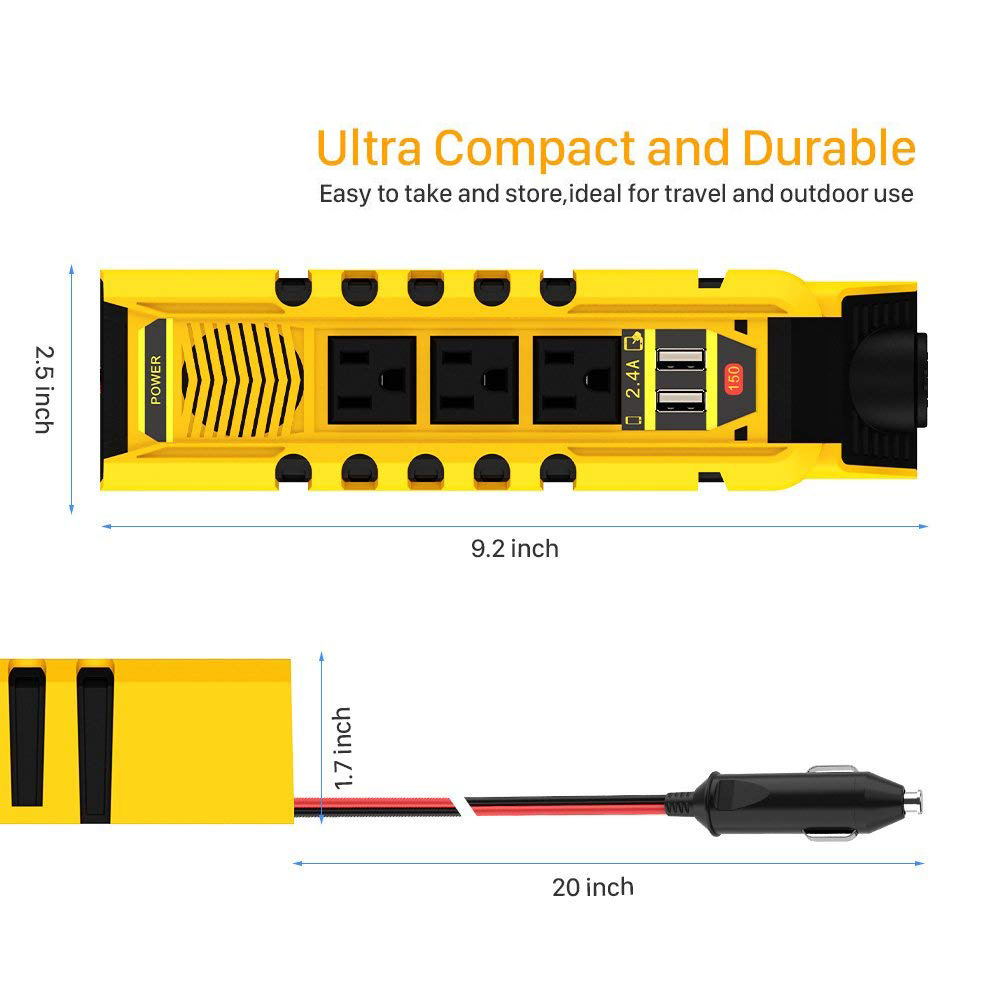 Car Inverter 150W Dc 12V To Ac 220V Car Power Inverter Adapter Car Power Inverter Dc12V To 220Vac
