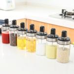 FDA LFGB Seasoning Empty Glass Jars With Wooden Lid