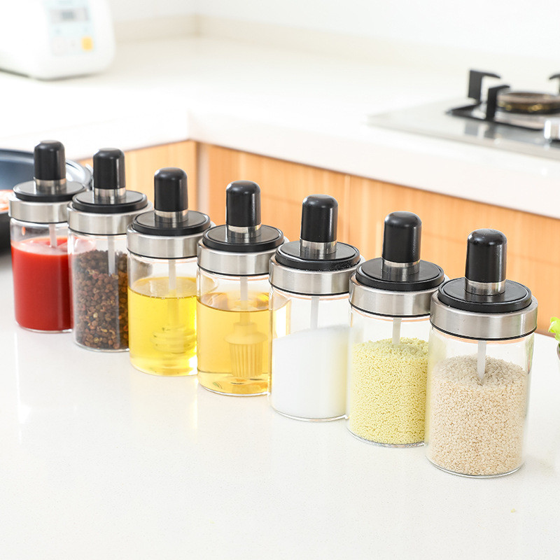 FDA LFGB Seasoning Empty Glass Jars With Wooden Lid