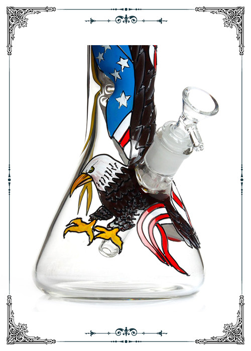 7MM Beaker Eagle Art On Glass Bongs With PHOENIX STAR LOGO