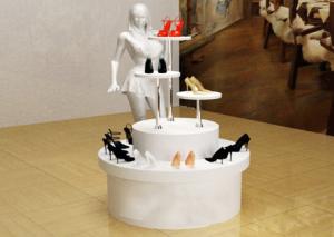 China White Round Shape Shop Display Shelving White Color For Shoes Bags wholesale
