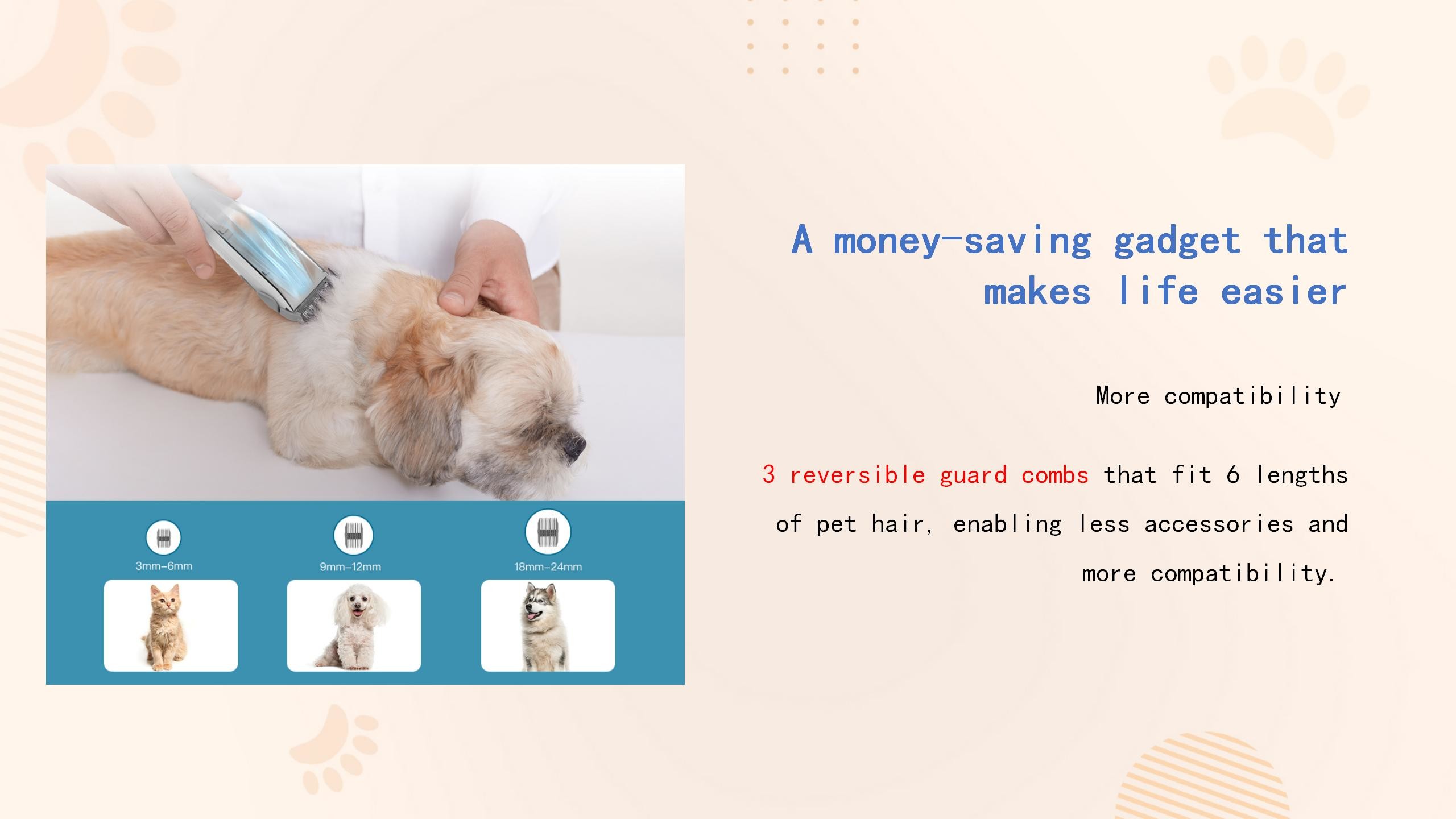 Hose Storage Electric Clipper 5 In 1 Pet Grooming Kit For Dog Cat Hair Remover