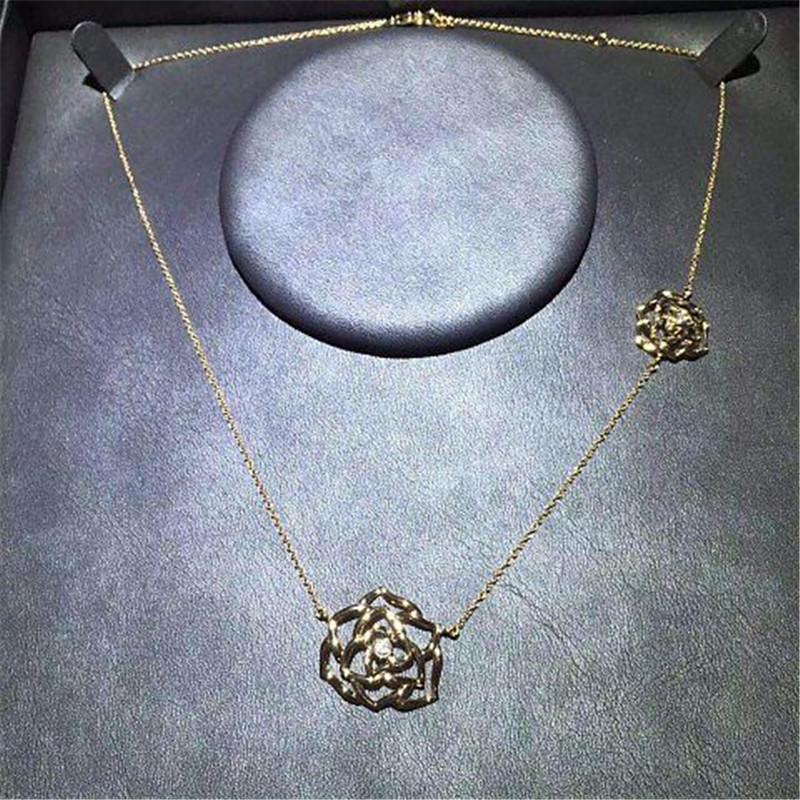 Luxury jewe factory rose gold diamond Necklace 18k gold white gold yellow gold rose gold diamond Necklace 42 cm long