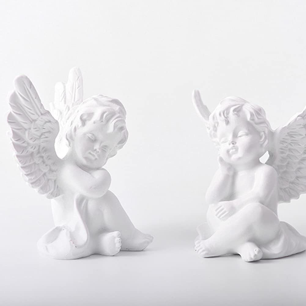 Finished Goods Garden Miniature Gold 2pcs Cherub Resin Statue Angel Figure Decorative
