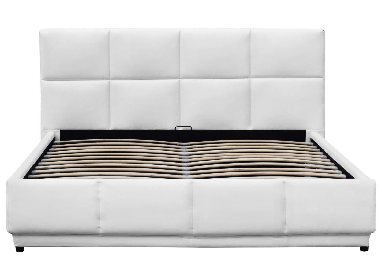 Optional Color Faux Leather Gas Lift Storage Bed With LED Light For Good Sleeping