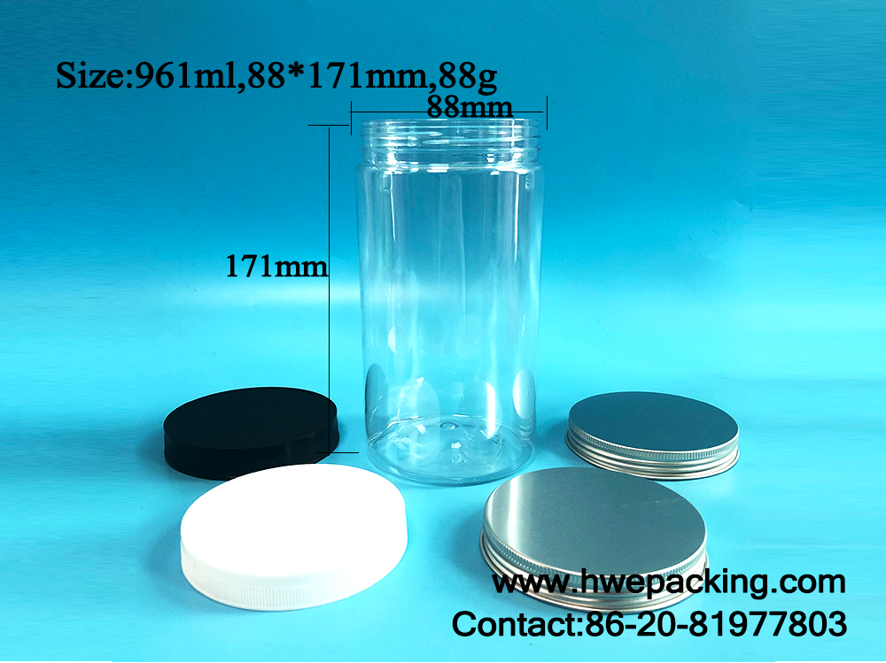 Pop Corn Almonds Coffee Beans Leak Proof Plastic Jar With Screw Cap