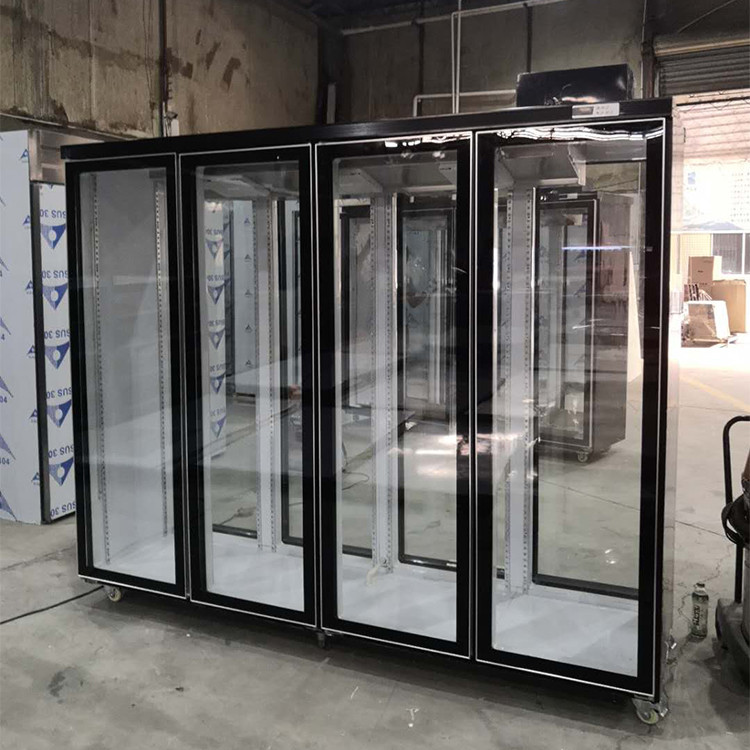 2500L Reach In Cooler 4 Glass Door Refrigerator For Convenience Store