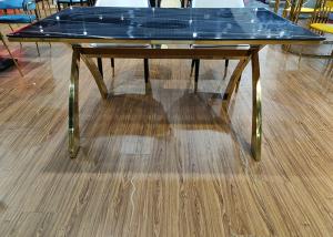 China Low Key Luxury 150*90cm Stainless Steel Marble Dining Table wholesale