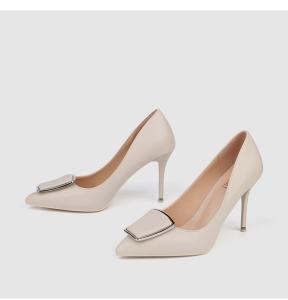 China ZM008 929-40 Square Buckle Single Shoes Women 2020 Spring New Women'S Shoes Shallow Mouth Stiletto Pointed Toe Ladies Hi wholesale