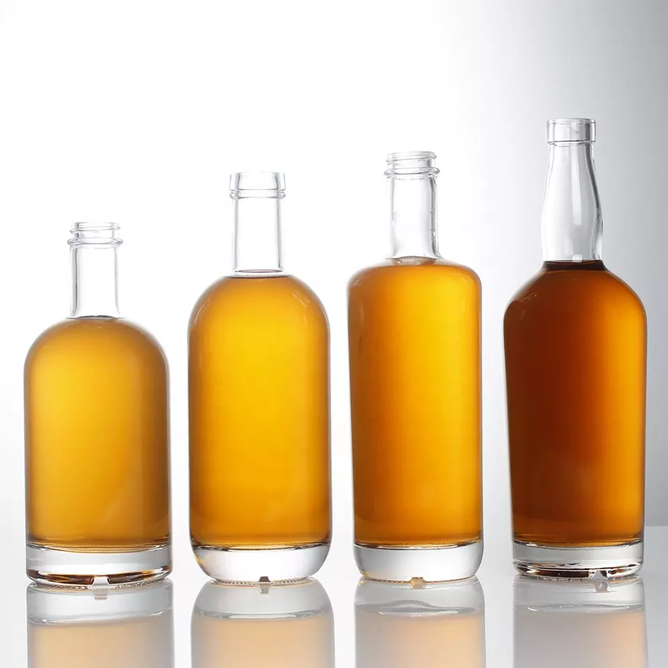500ml 700ml 750ml Clear Glass Liquor Bottle for Whisky Tequila Brandy Gin Vodka Rum