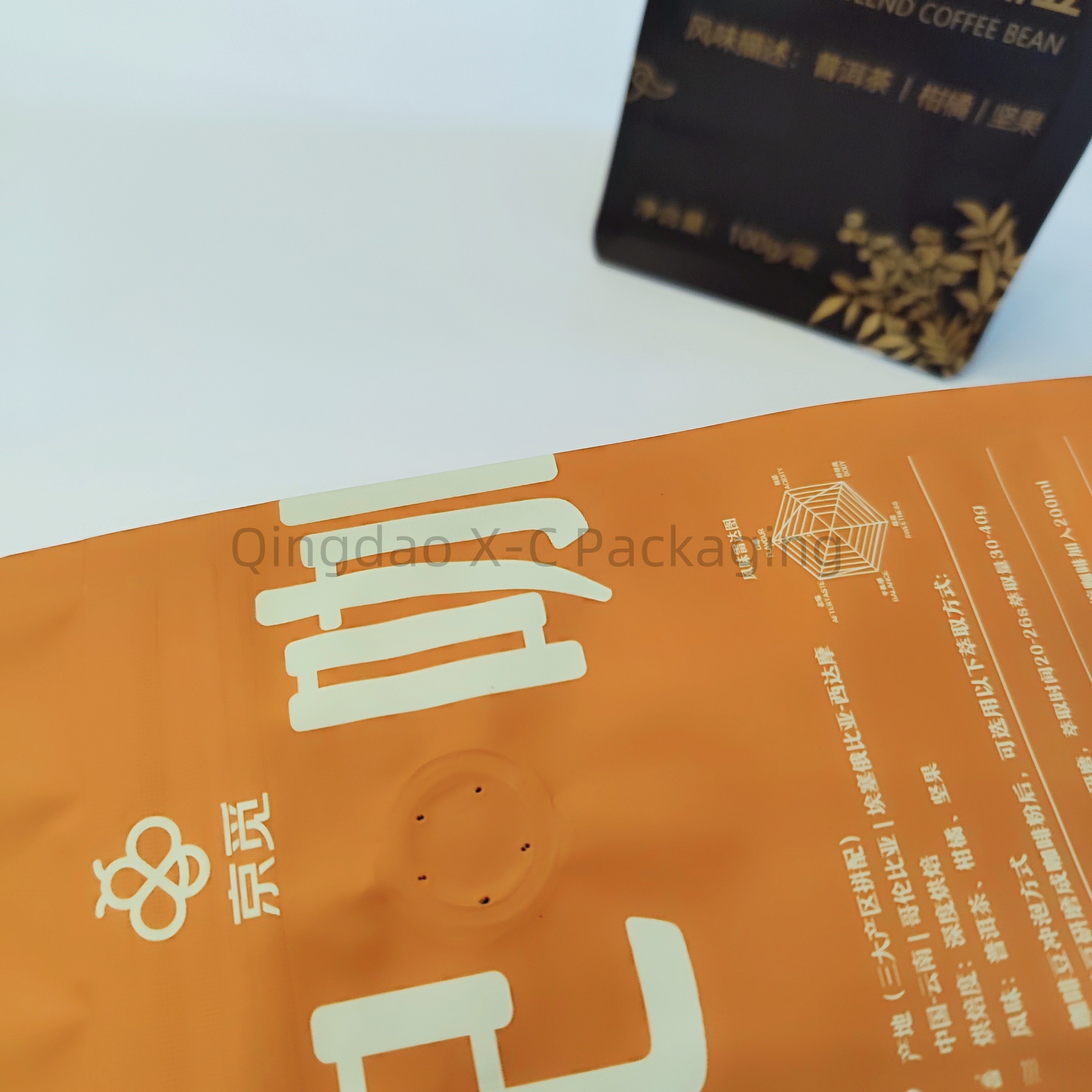 Custom Printed 8 Side Seal Bag With Valve And Zipper Coffee Packaging Pouch