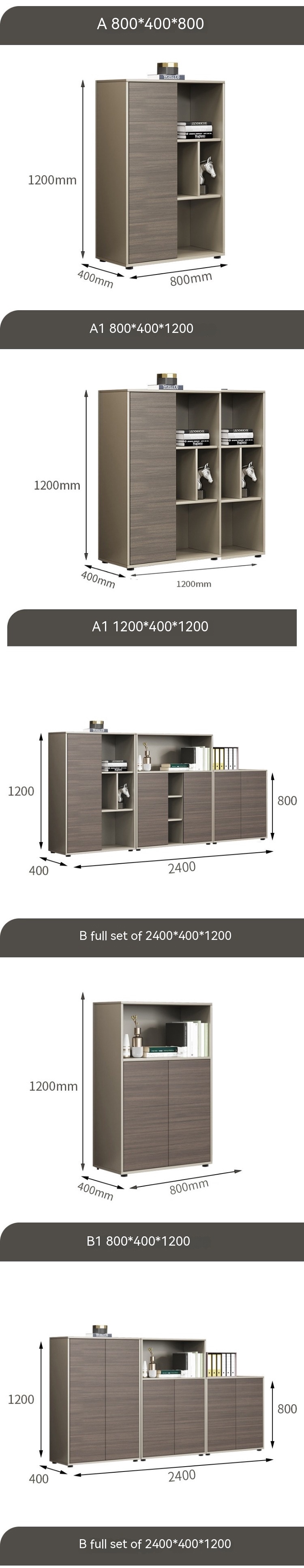 Correc Assembled Wooden Office File Cabinet Greenery Low Cabinet for Pantry Lounge Storage