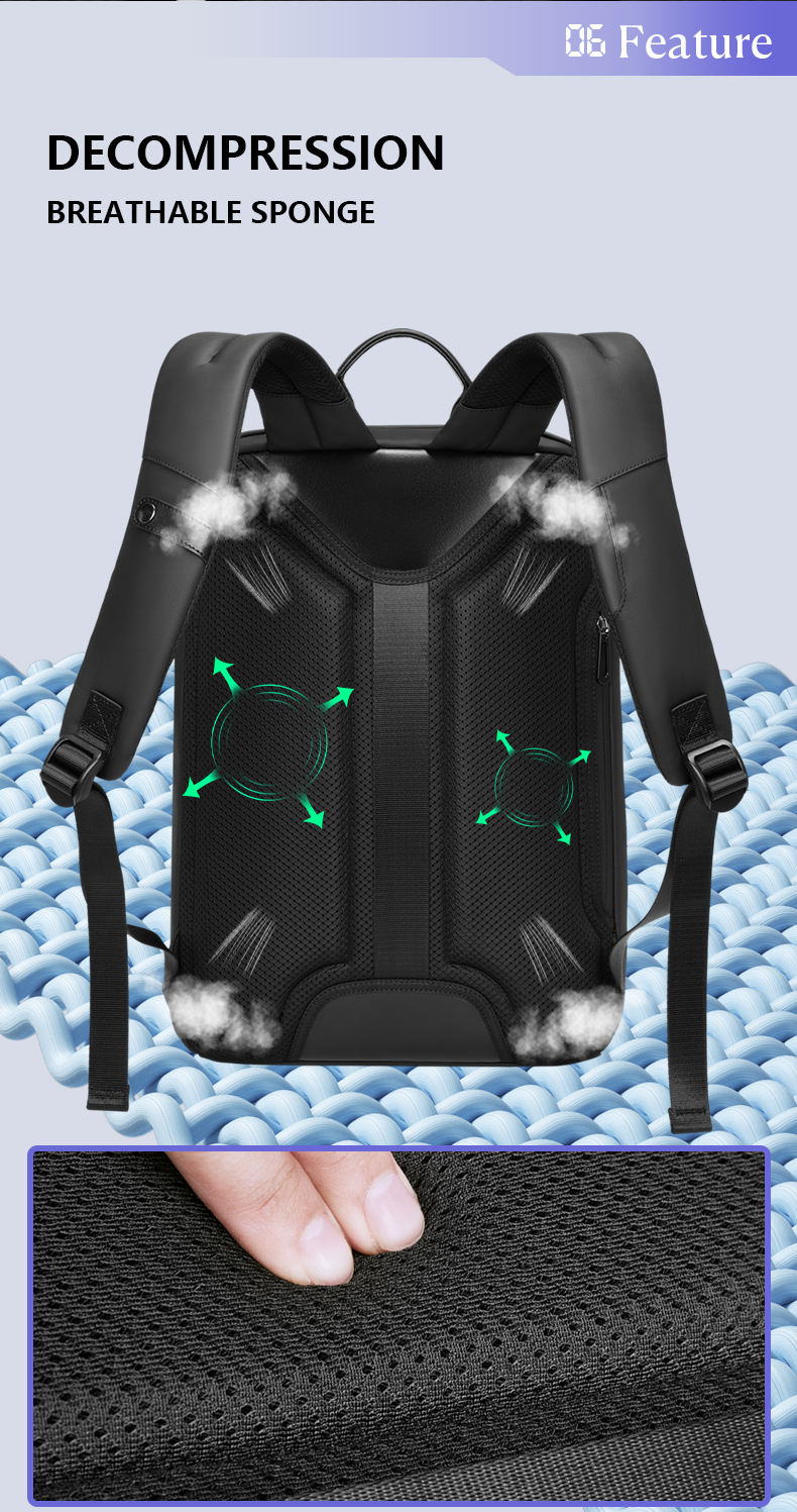 Soft Handle Laptop Water Resistant Backpack For Work Thread Pattern Type