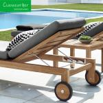 Outdoor Pool Deck Sun Beds Teak Wood Garden Sunbed Loungers with Luxury