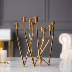 China W shape metal nordic style brass candle stick holder tabletop Decorative Candle Holder wholesale