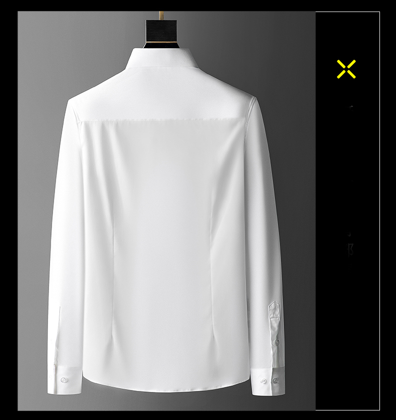 Plain Dyed Men's Long Sleeve Formal Shirt with Stand Collar and Solid Colour Cotton