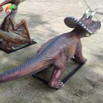 Outdoor Playground Fiberglass Animatronic Dinosaur Triceratops Water Repellent