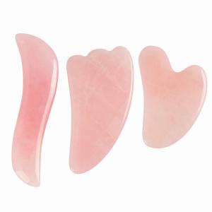 China Crystal Rose Quartz Guasha Beauty Massage Face Slimming Jade Gua Sha Stone wholesale