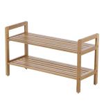 Fashionable Rectangular 2 Tier Bamboo Shoe Rack Household Essentials