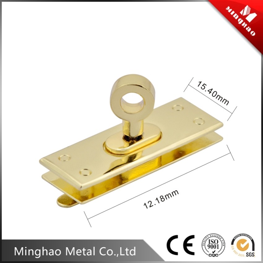 New style gold handbag square turn lock for bag parts,15.4*12.18mm turn lock