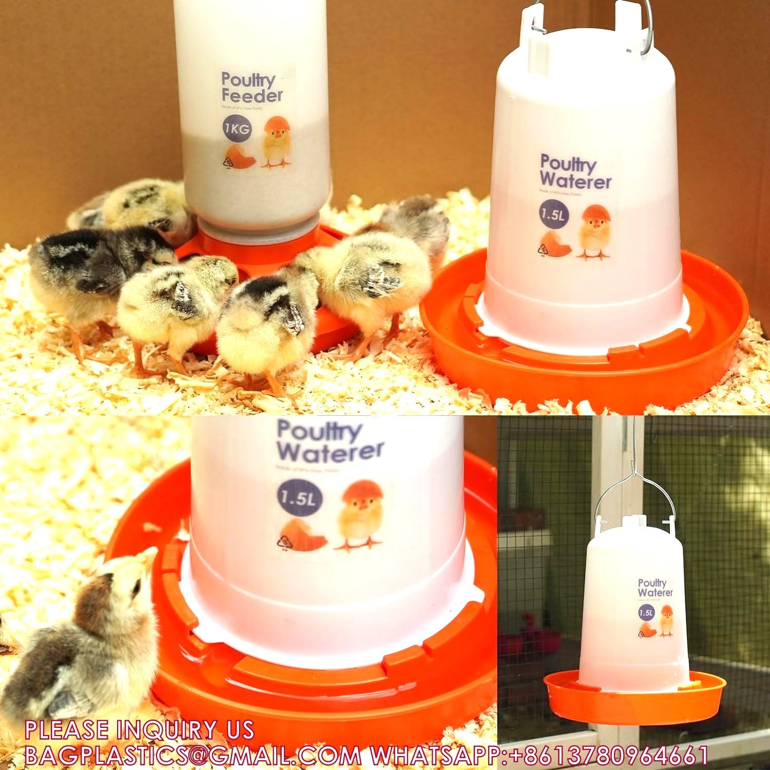 Recyclable Sustainable Plastic Chick Feeder Waterer Kit Chicken Feeder and Waterer Set