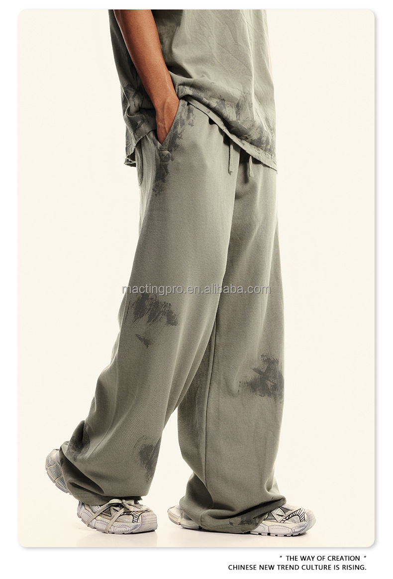Custom Streetwear French Terry Jogging Pants Hand Painted Vintage Oversized Sweatpants