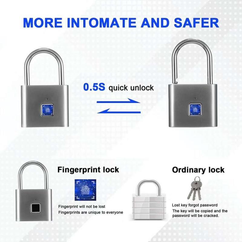 OEM ODM Biometric Smart Fingerprint Padlock Outdoor For Bag /D Luggage